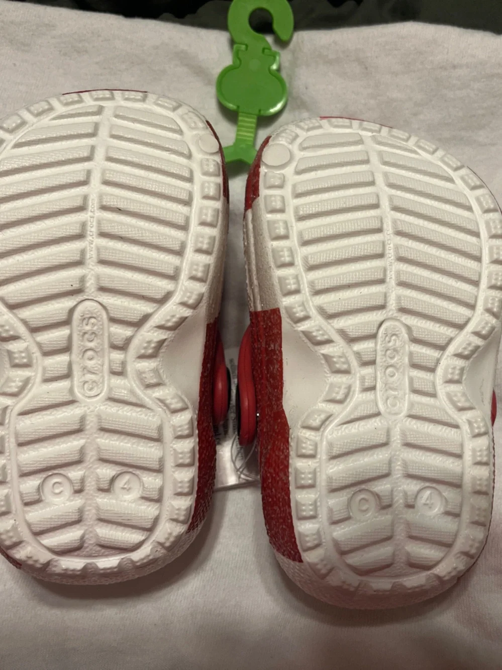 CROCS Kids Glitter Watermelon Lined Clogs in White & Red